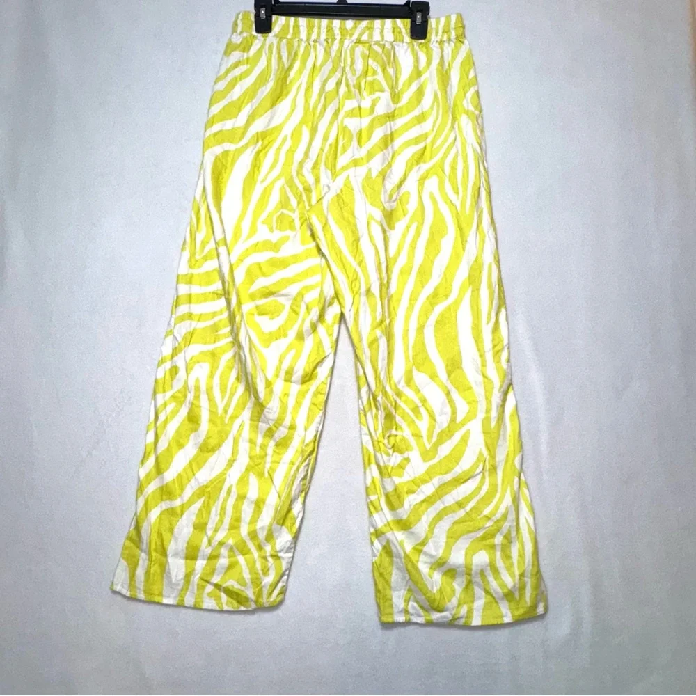 Anthropologie Yellow Zebra Print Wide Leg Pajama Lounge Pants L
